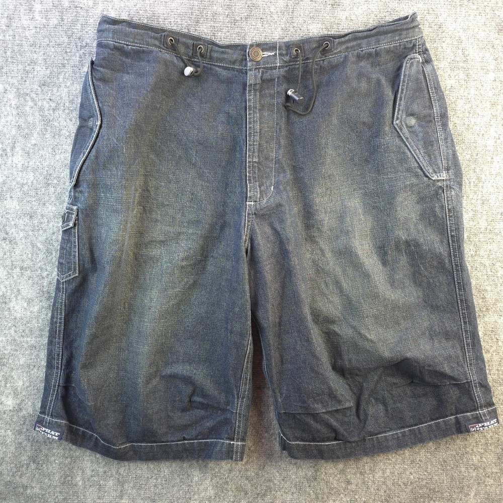 Vintage Phat Farm Denim Shorts 38 Baggy Drawstring Logo‎ Y2k Cotton 12" Inseam